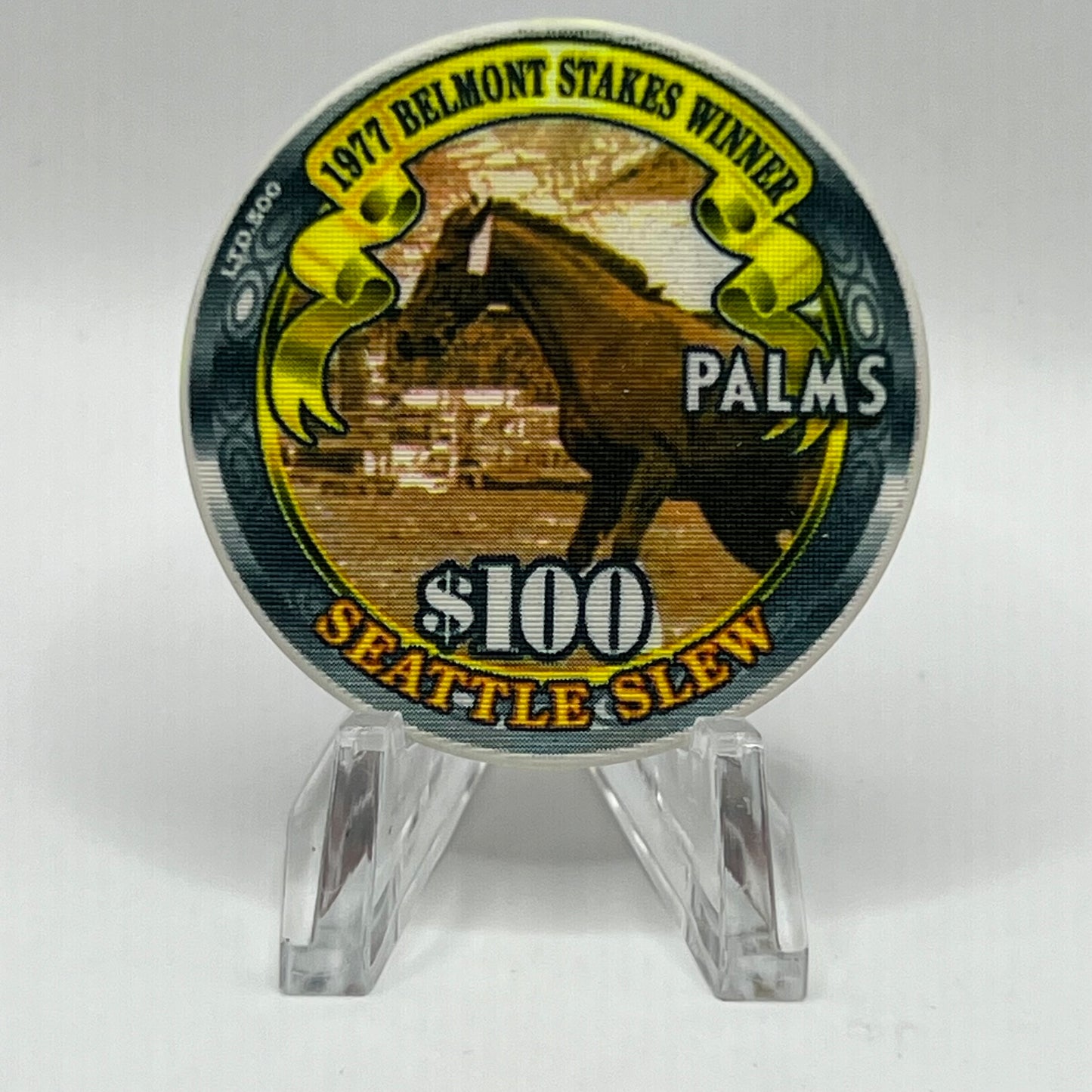 Palms Casino Resort Las Vegas NV 1977 Belmont Stakes Winner Seattle Slew 2003 LE 500 $100 Chip E2025