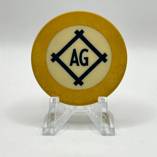 Agrupacion Artistica Gallega (AG) Havana Cuba Series 1 Yellow Chip