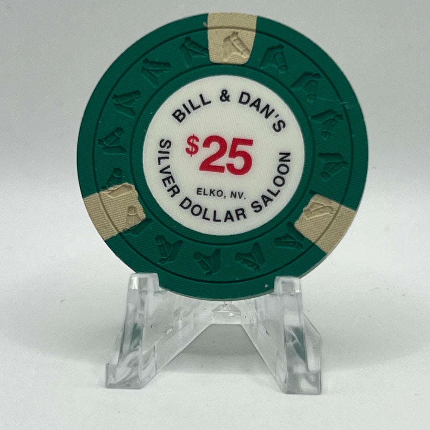 Bill & Dan's Silver Dollar Saloon Elko NV 1991 $25 Chip N9088