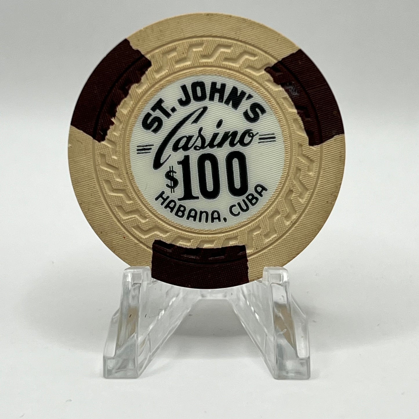 St. John’s Casino Havana Cuba $100 Beige Chip