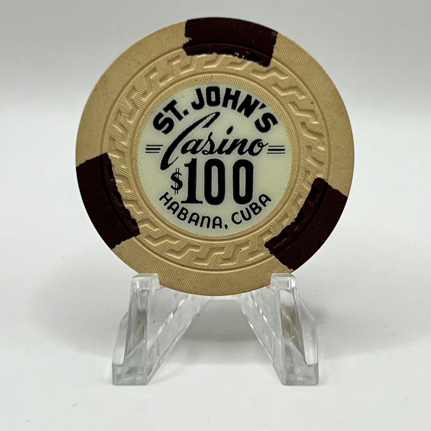 St. John’s Casino Havana Cuba $100 Beige Chip