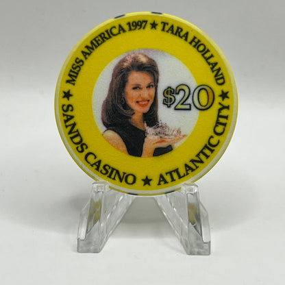 Sands Casino Atlantic City NJ Miss America 1997 Tara Holland LE $20 Chip SAN-20a