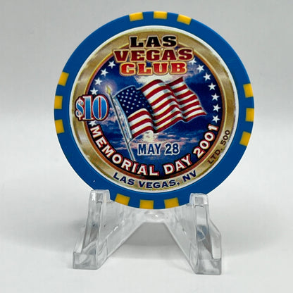 Las Vegas Club Las Vegas NV 2001 Memorial Day LE $10 Chip V9146