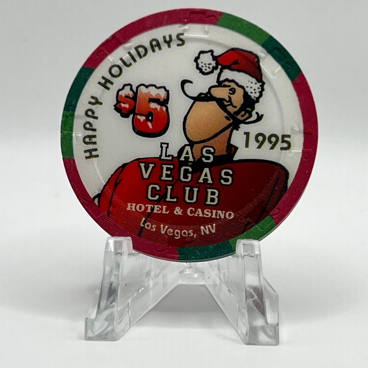 Las Vegas Club Las Vegas NV 1995 Happy Holidays LE $5 Chip N2432