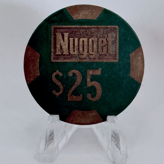 John Ascuaga's Nugget Sparks Nevada 1980s $25 Casino Chip N6453