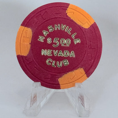 Nashville Nevada Club Las Vegas Nevada 1972 $5 Casino Chip N1275