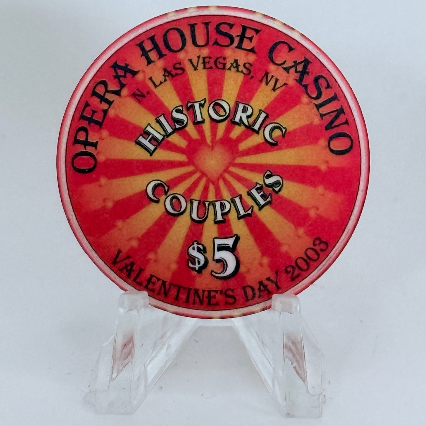 Opera House Casino N. Las Vegas Nevada 2003 'Valentine's Day' LE $5 Casino Chip E1746