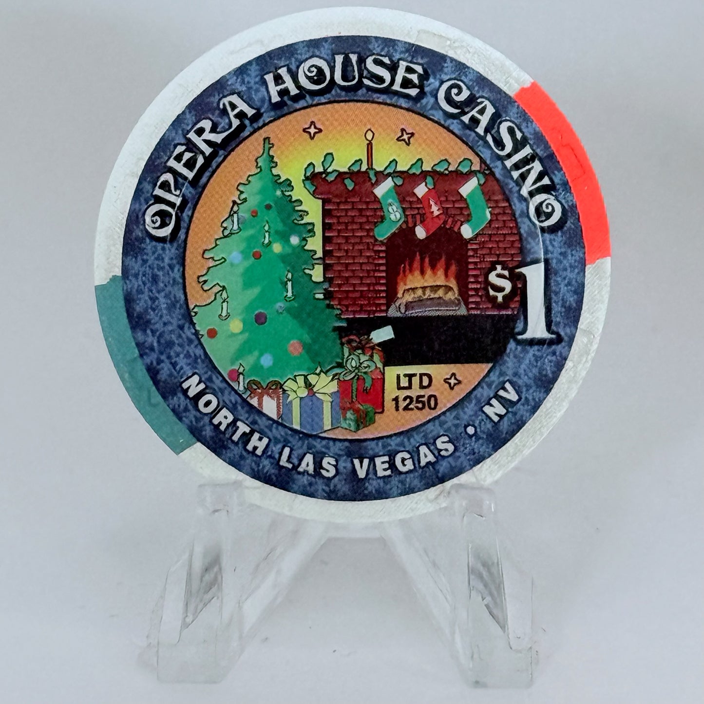 Opera House Casino N. Las Vegas Nevada 2001 'Christmas' LE $1 Casino Chip V9262