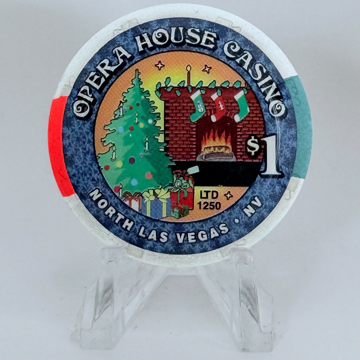 Opera House Casino N. Las Vegas Nevada 2001 'Christmas' LE $1 Casino Chip V9262