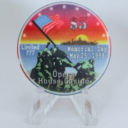 Opera House Casino N. Las Vegas Nevada 1998 'Memorial Day' LE $5 Casino Chip V1248