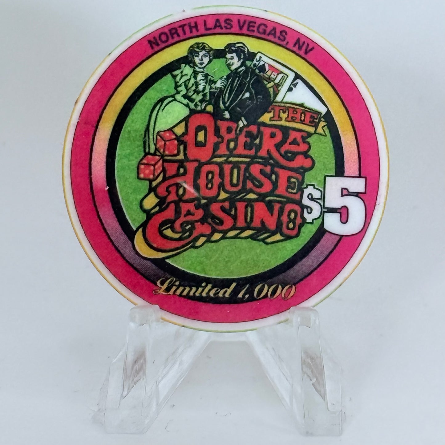 Opera House Casino N. Las Vegas Nevada 1997 'Armchair Quarterback' LE $5 Casino Chip N9887