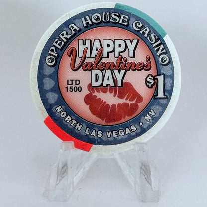 Opera House Casino N. Las Vegas Nevada 2002 'Happy Valentine's Day' LE $1 Casino Chip V9265