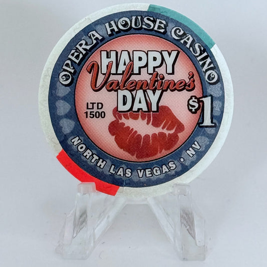 Opera House Casino N. Las Vegas Nevada 2002 'Happy Valentine's Day' LE $1 Casino Chip V9265