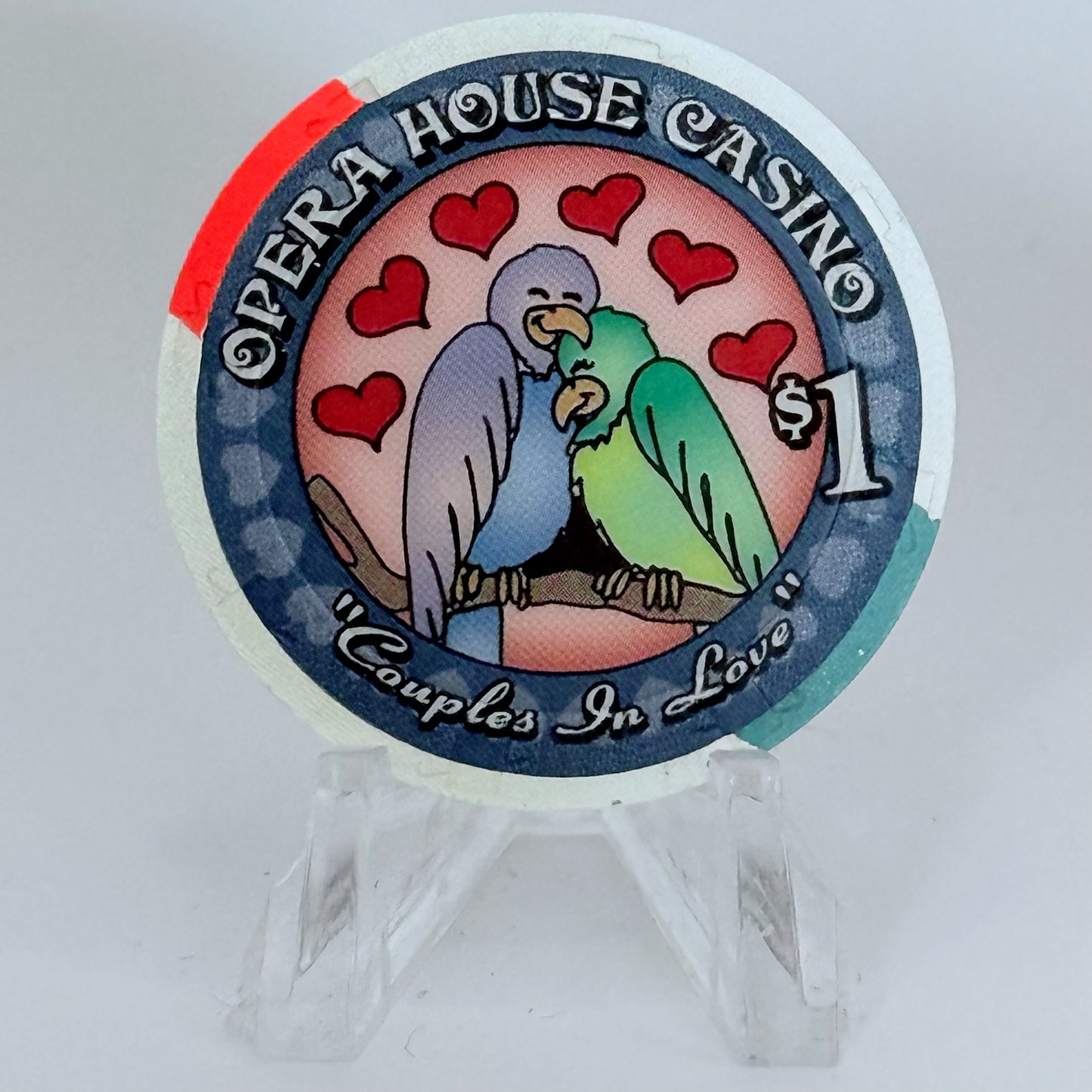 Opera House Casino N. Las Vegas Nevada 2002 'Happy Valentine's Day' LE $1 Casino Chip V9265