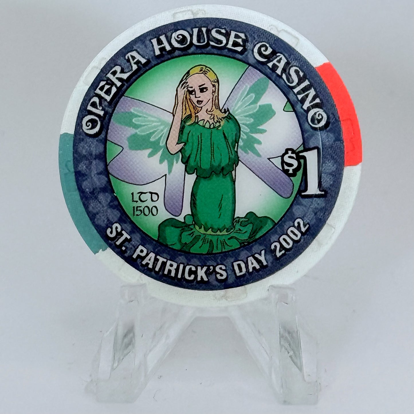 Opera House Casino N. Las Vegas Nevada 2002 'St. Patrick's Day' LE $1 Casino Chip V9264