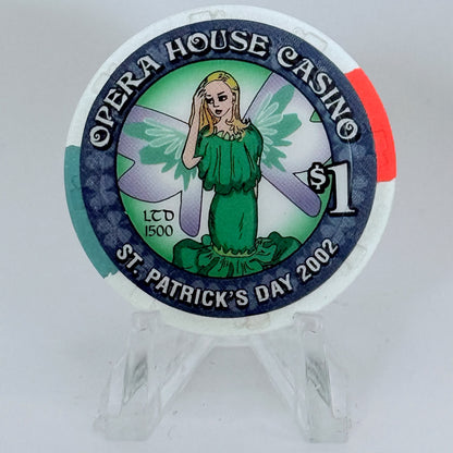 Opera House Casino N. Las Vegas Nevada 2002 'St. Patrick's Day' LE $1 Casino Chip V9264