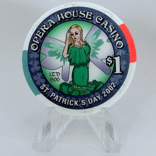 Opera House Casino N. Las Vegas Nevada 2002 'St. Patrick's Day' LE $1 Casino Chip V9264