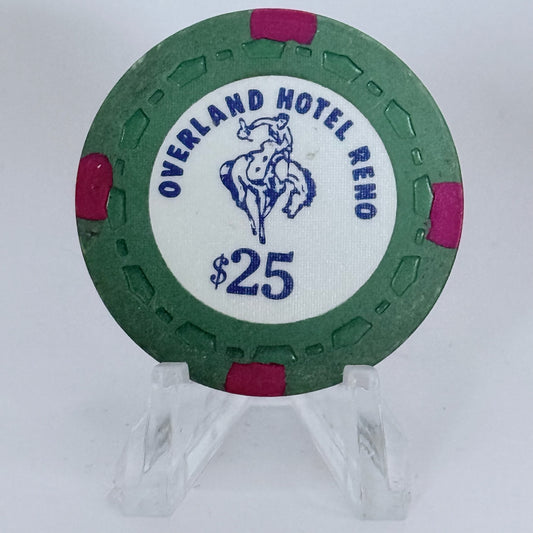 Overland Hotel Reno Nevada 1970 $25 Casino Chip N5419