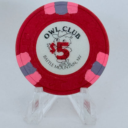 Owl Club Battle Mountain Nevada 1991 $5 Casino Chip N3296