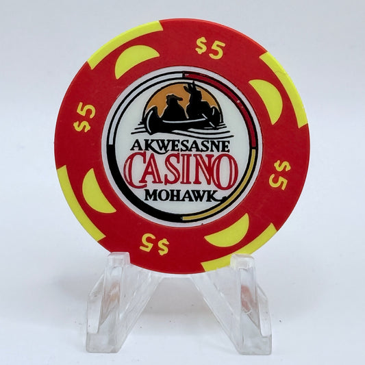 Akwesasne Mohawk Casino Hogansburg New York 1999 $5 Casino Chip