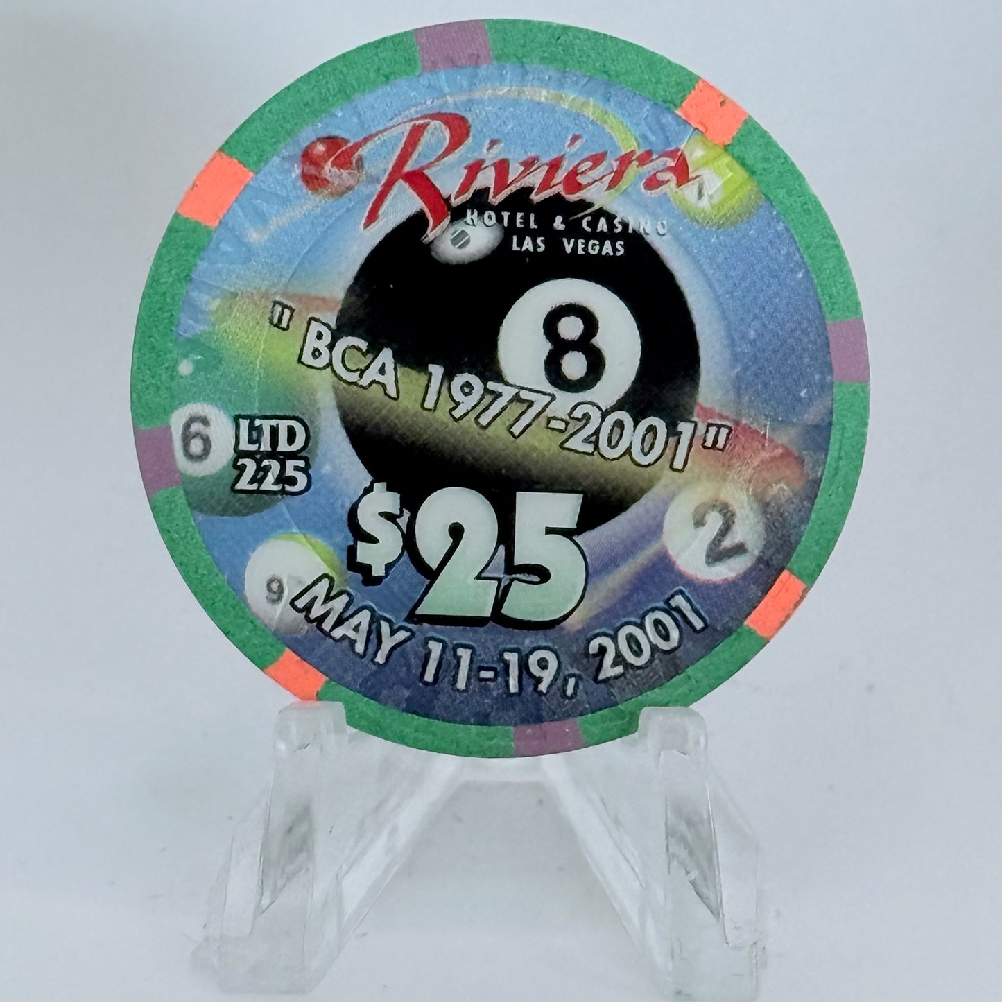 Riviera Las Vegas Nevada 2001 'Billard Congress' LE $25 Casino Chip V9657