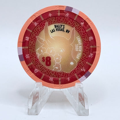 Bally's Las Vegas Nevada 2009 'Year Of The Ox' LE $8 Casino Chip E7755