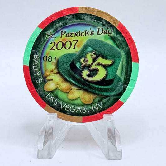 Bally's Las Vegas Nevada 2007 'St Patrick's Day' LE $5 Casino Chip E5965