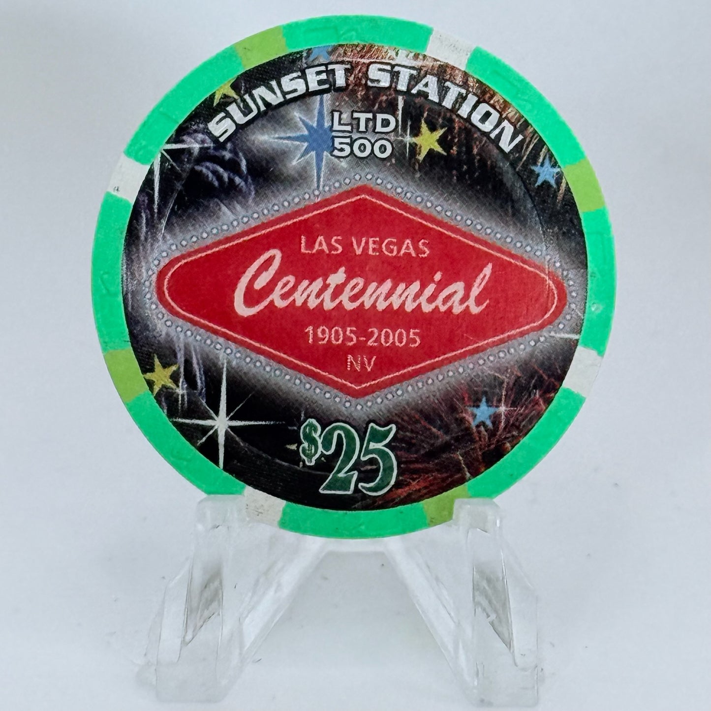Sunset Station Henderson Nevada 2005 'Last Vegas Centennial Anniversary' LE $25 Casino Chip