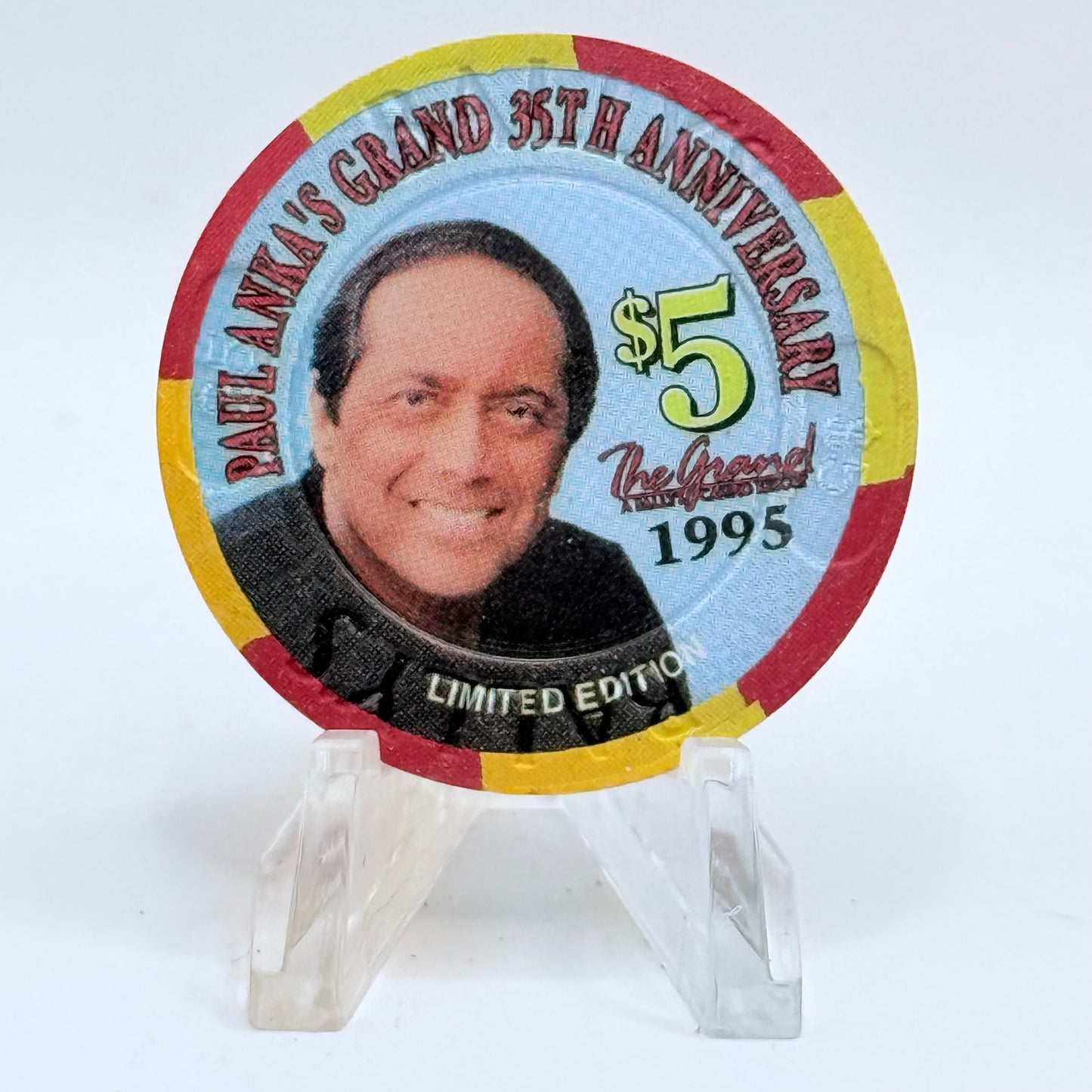 Bally's Grand Atlantic City New Jersey 1995 'Grand 35th Anniversary' LE $5 Casino Chip