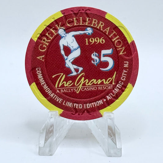 Bally's Grand Atlantic City New Jersey 1996 'Greek Celebration' LE $5 Casino Chip