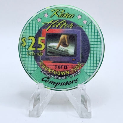 Hilton Resort Reno Nevada 2000 'Computers' Series 2000 LE $25 Casino Chip V4574