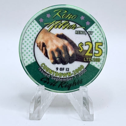 Hilton Resort Reno Nevada 2000 'Civil Rights' Series 2000 LE $25 Casino Chip V4573