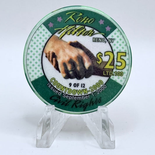 Hilton Resort Reno Nevada 2000 'Civil Rights' Series 2000 LE $25 Casino Chip V4573