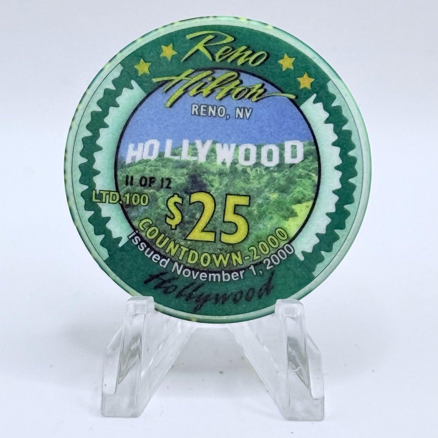 Hilton Resort Reno Nevada 2000 'Hollywood' Series 2000 LE $25 Casino Chip V4576