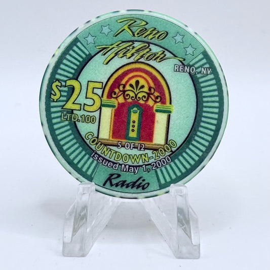 Hilton Resort Reno Nevada 2000 'Radio' Series 2000 LE $25 Casino Chip V4581