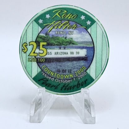 Hilton Resort Reno Nevada 2000 'Pearl Harbor' Series 2000 LE $25 Casino Chip V4580