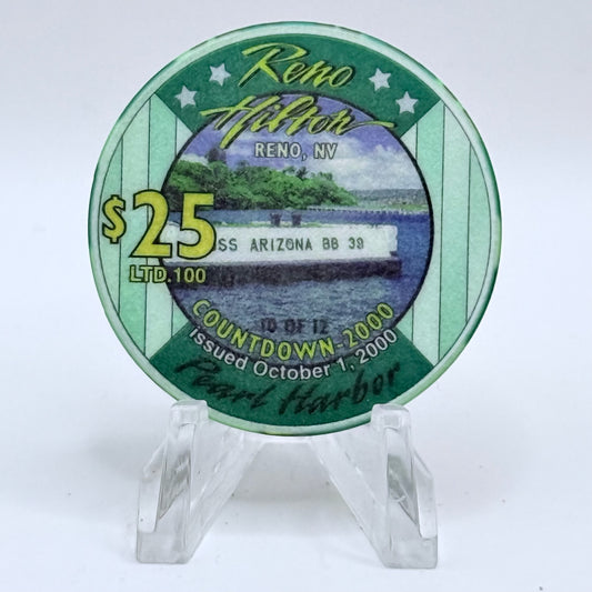 Hilton Resort Reno Nevada 2000 'Pearl Harbor' Series 2000 LE $25 Casino Chip V4580