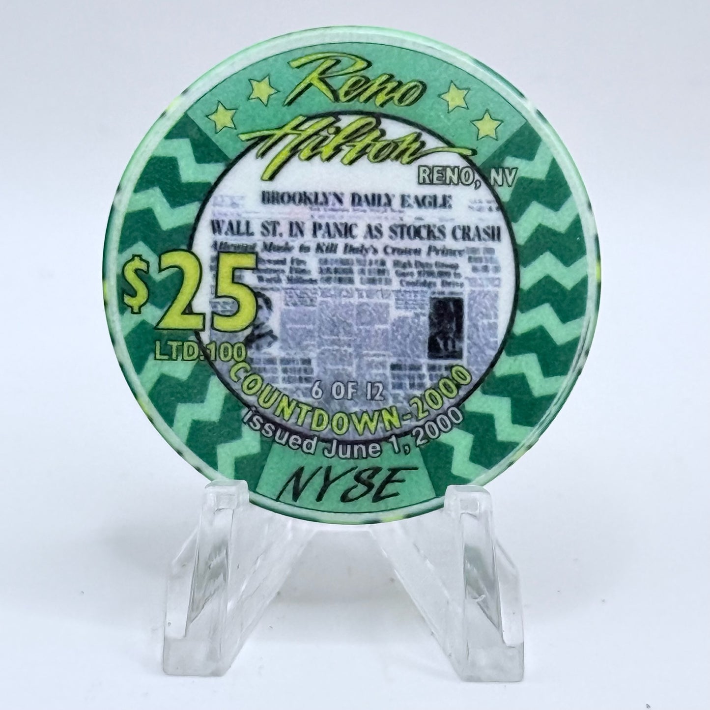 Hilton Resort Reno Nevada 2000 'NYSE' Series 2000 LE $25 Casino Chip V4579