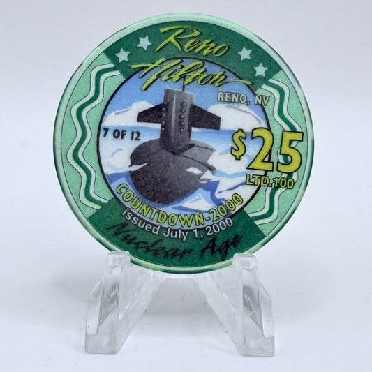 Hilton Resort Reno Nevada 2000 'Nuclear Age' Series 2000 LE $25 Casino Chip V4578