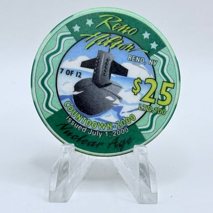 Hilton Resort Reno Nevada 2000 'Nuclear Age' Series 2000 LE $25 Casino Chip V4578