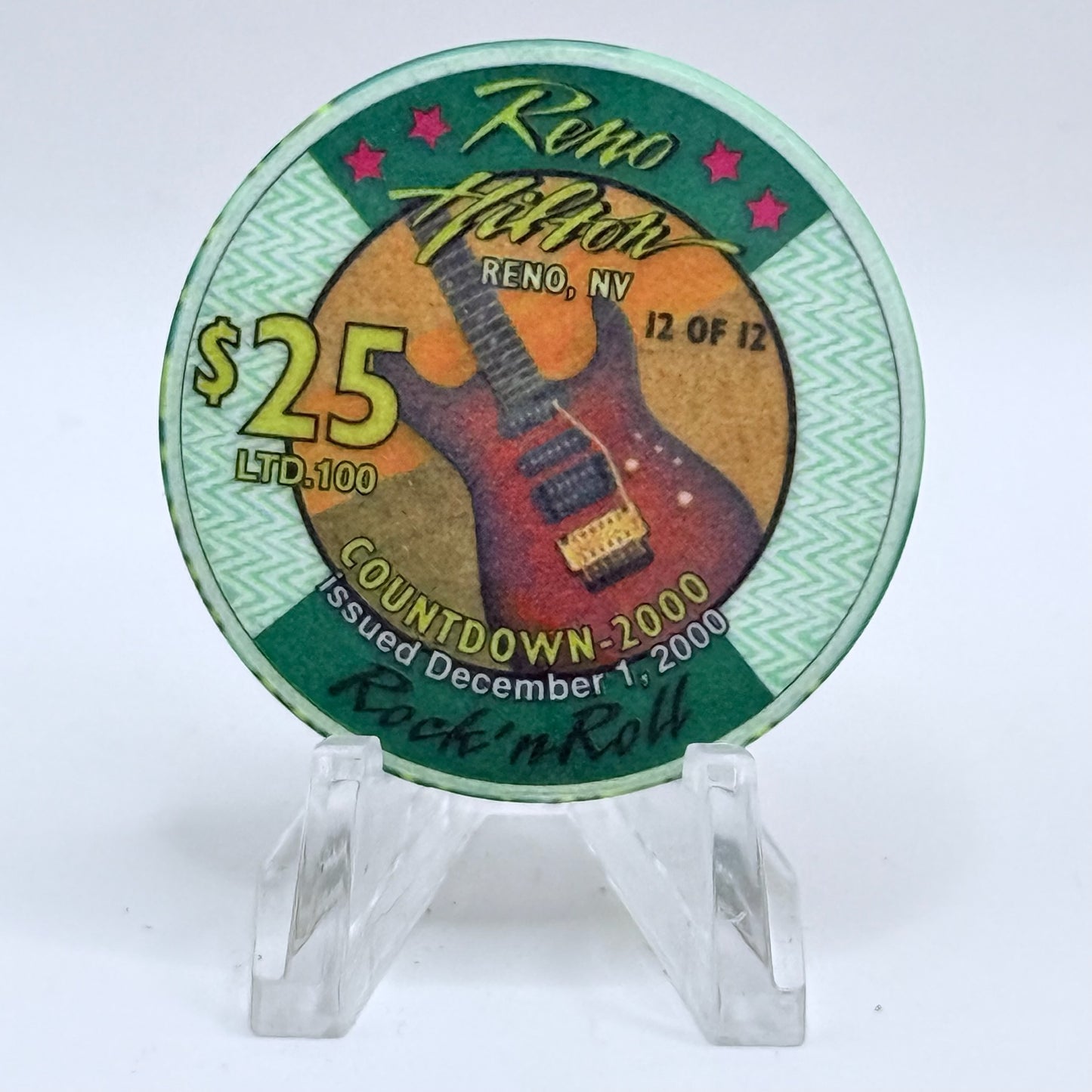 Hilton Resort Reno Nevada 2000 'Rock And Roll' Series 2000 LE $25 Casino Chip V4582