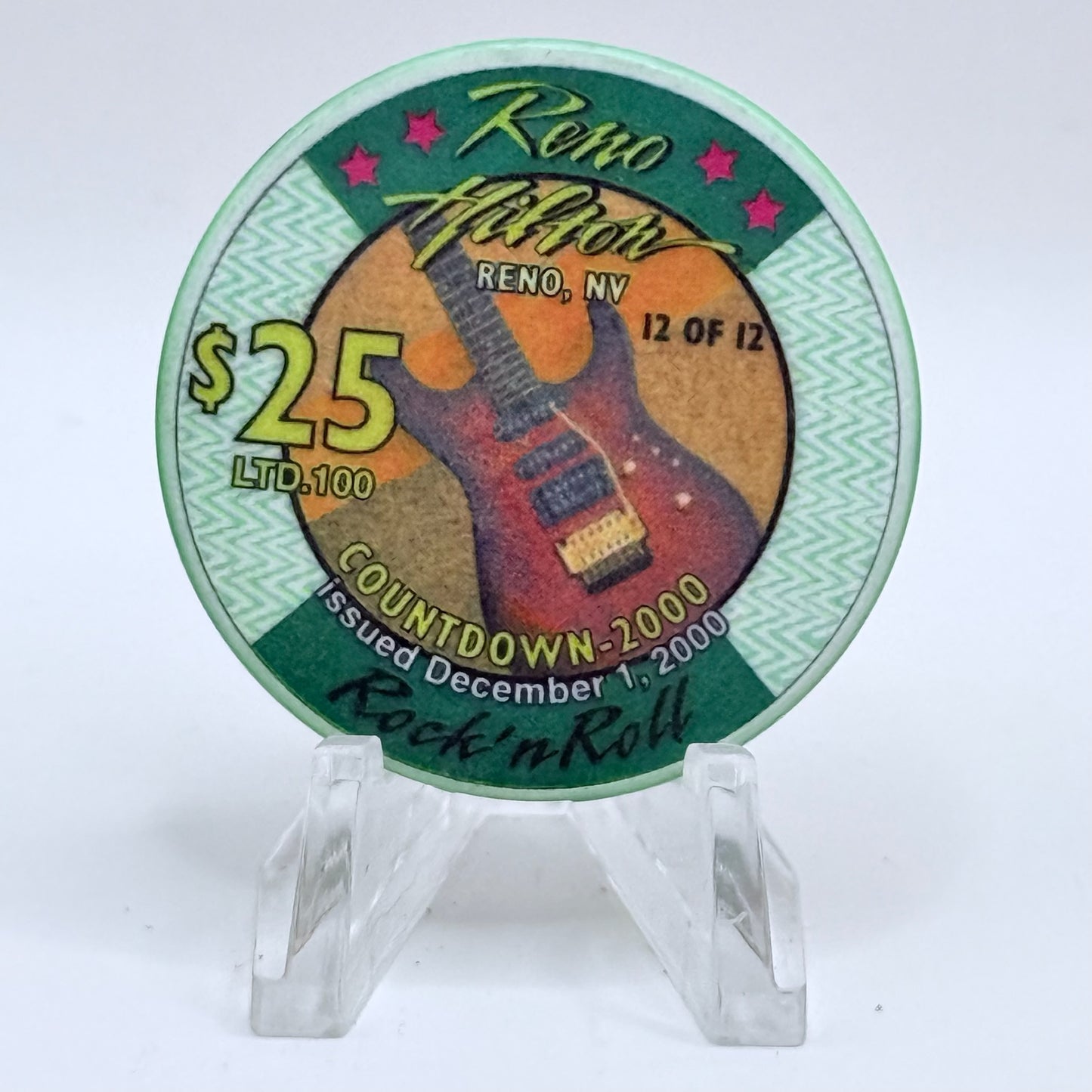Hilton Resort Reno Nevada 2000 'Rock And Roll' Series 2000 LE $25 Casino Chip V4582