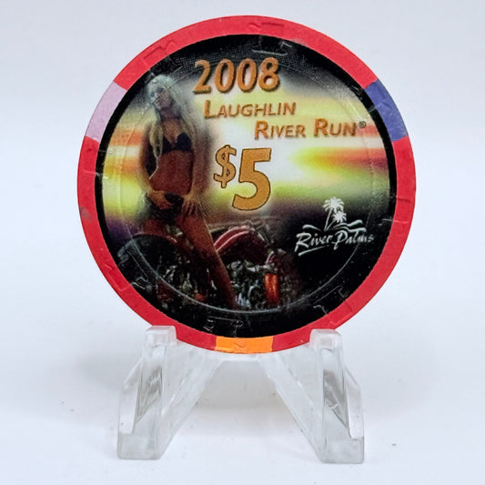 River Palms Laughlin Nevada 2008 'Laughlin River Run' LE $5 Casino Chip E8496