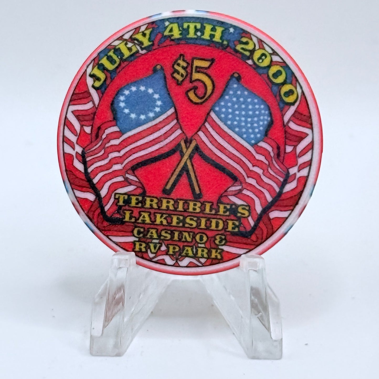 Terrible's Lakeside Casino Pahrump Nevada 2000 'July 4th' LE $5 Casino Chip V5733