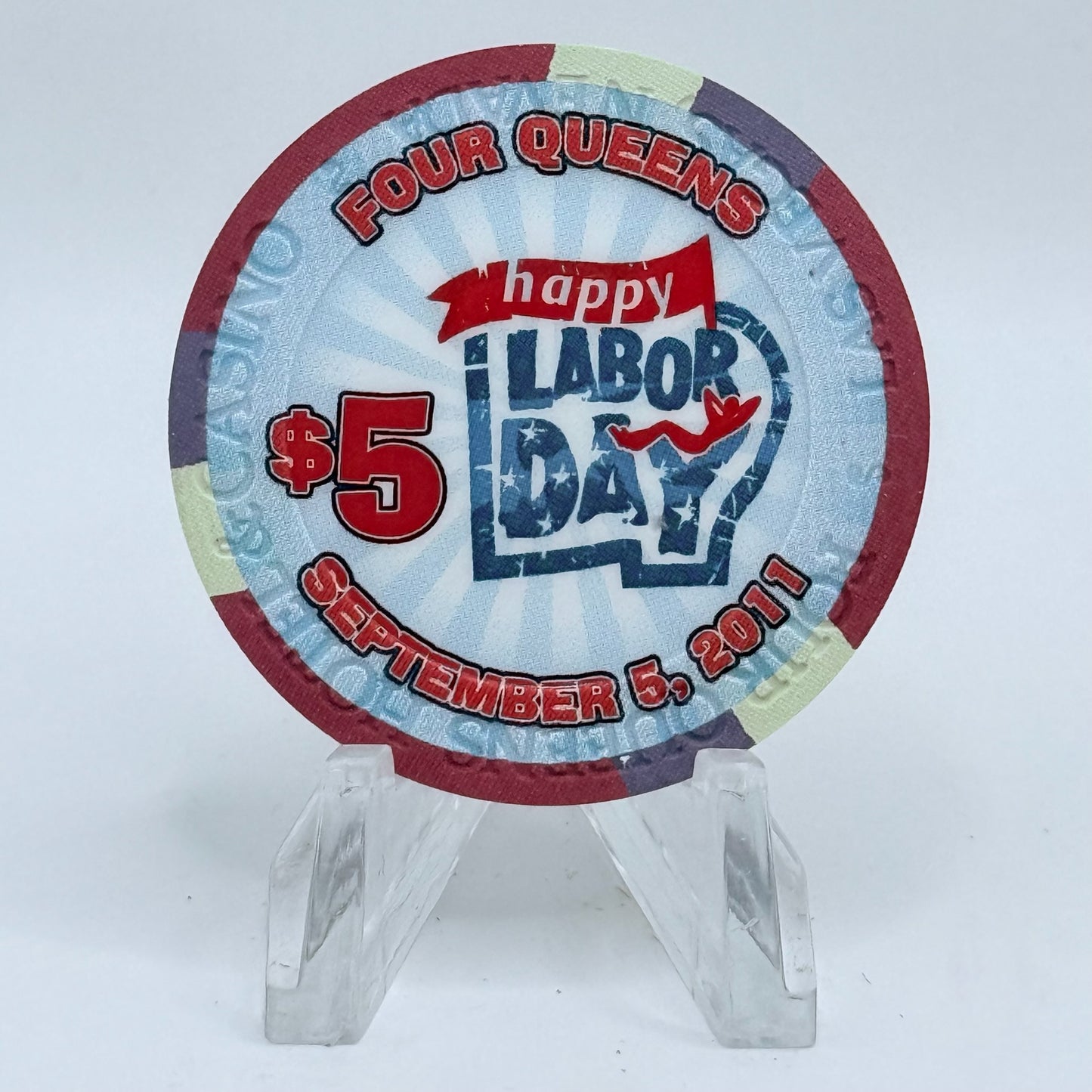 Four Queens Las Vegas Nevada 2011 'Labor Day' LE $5 Casino Chip D0285