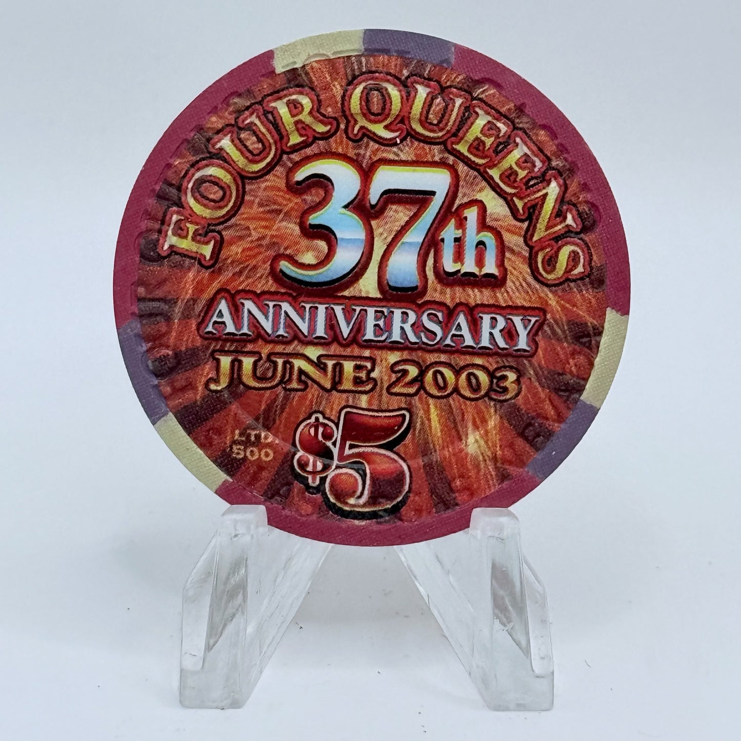 Four Queens Las Vegas Nevada 2003 '37th Anniversary' LE $5 Casino Chip E0525