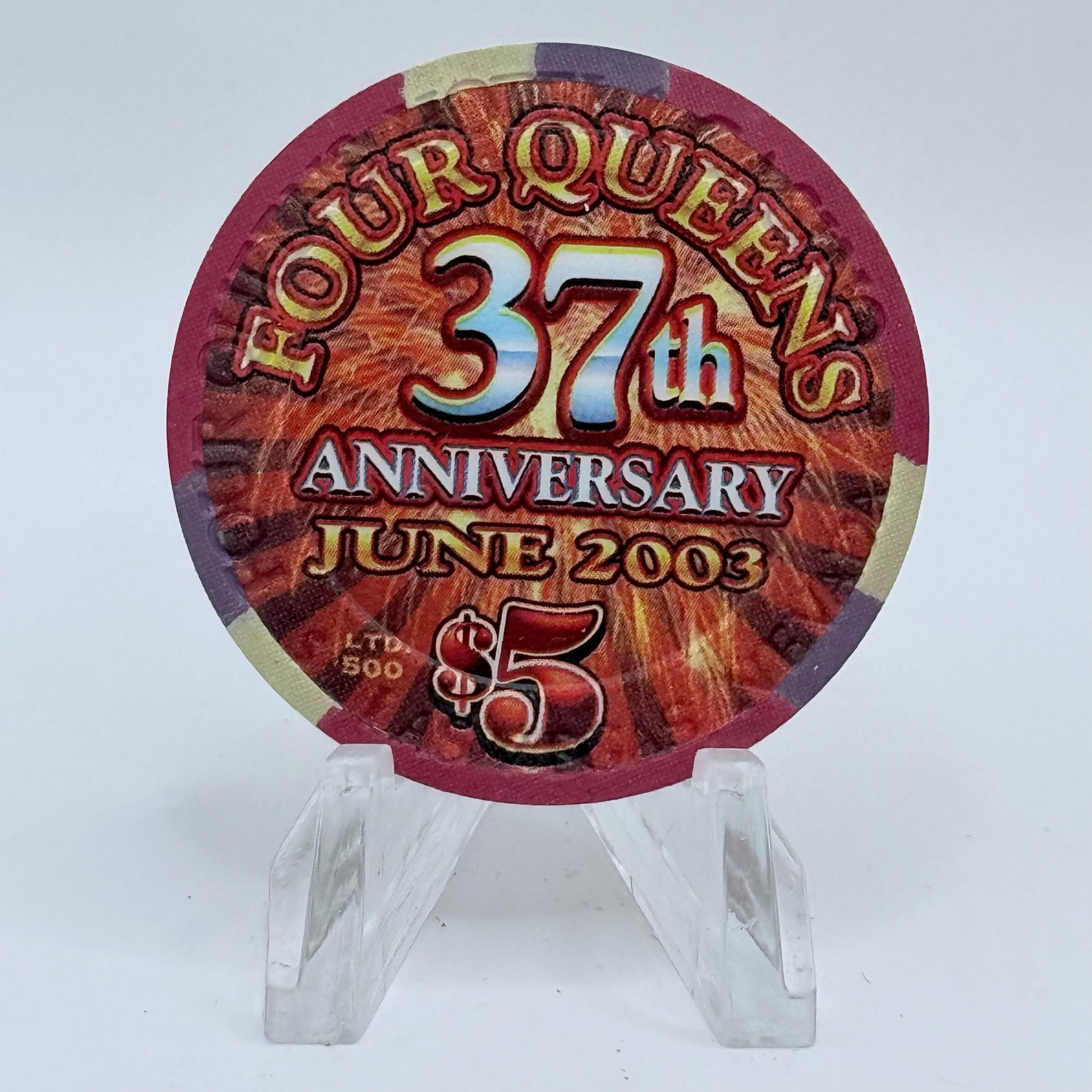 Four Queens Las Vegas Nevada 2003 '37th Anniversary' LE $5 Casino Chip E0525