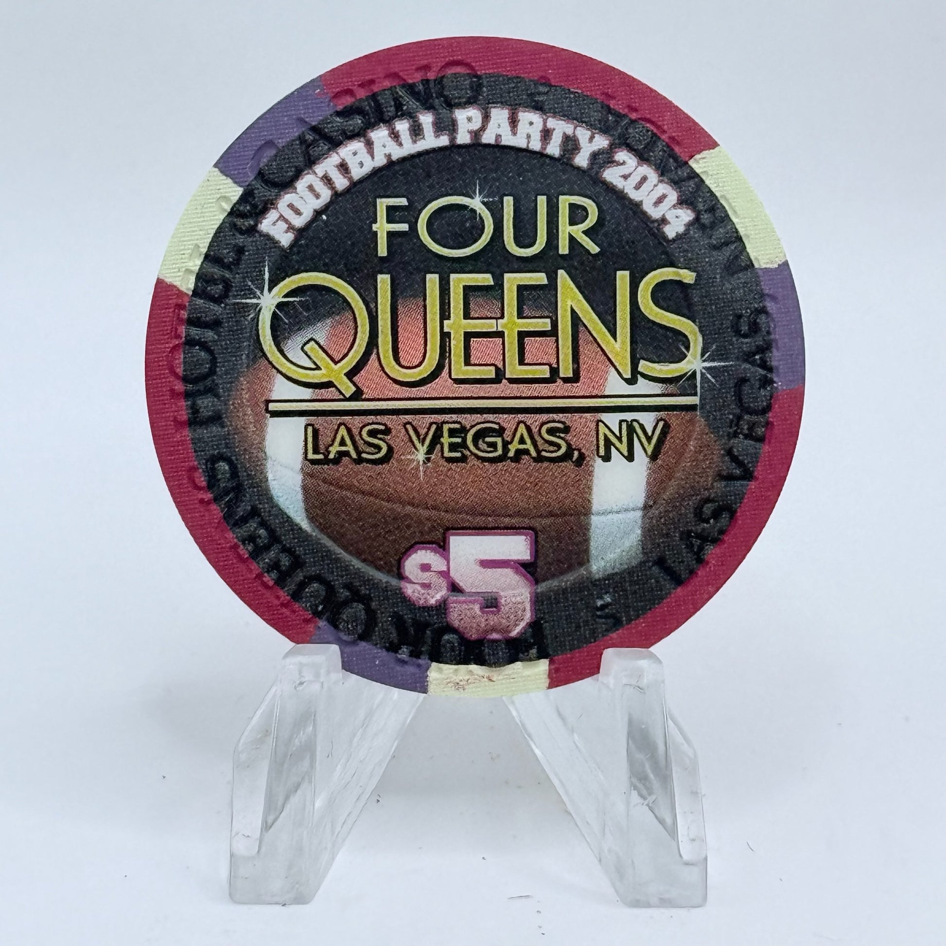 Four Queens Las Vegas Nevada 2004 'Football Party' LE $5 Casino Chip E0537