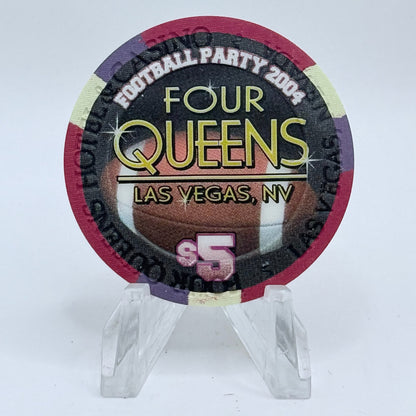 Four Queens Las Vegas Nevada 2004 'Football Party' LE $5 Casino Chip E0537