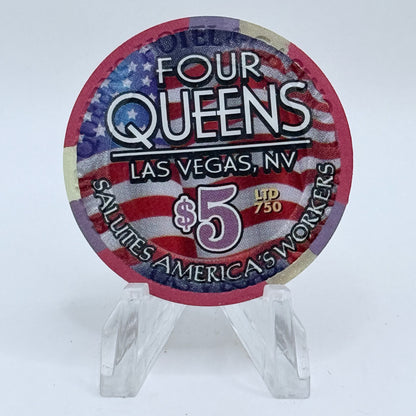 Four Queens Las Vegas Nevada 2002 'Labor Day' LE $5 Casino Chip E0545